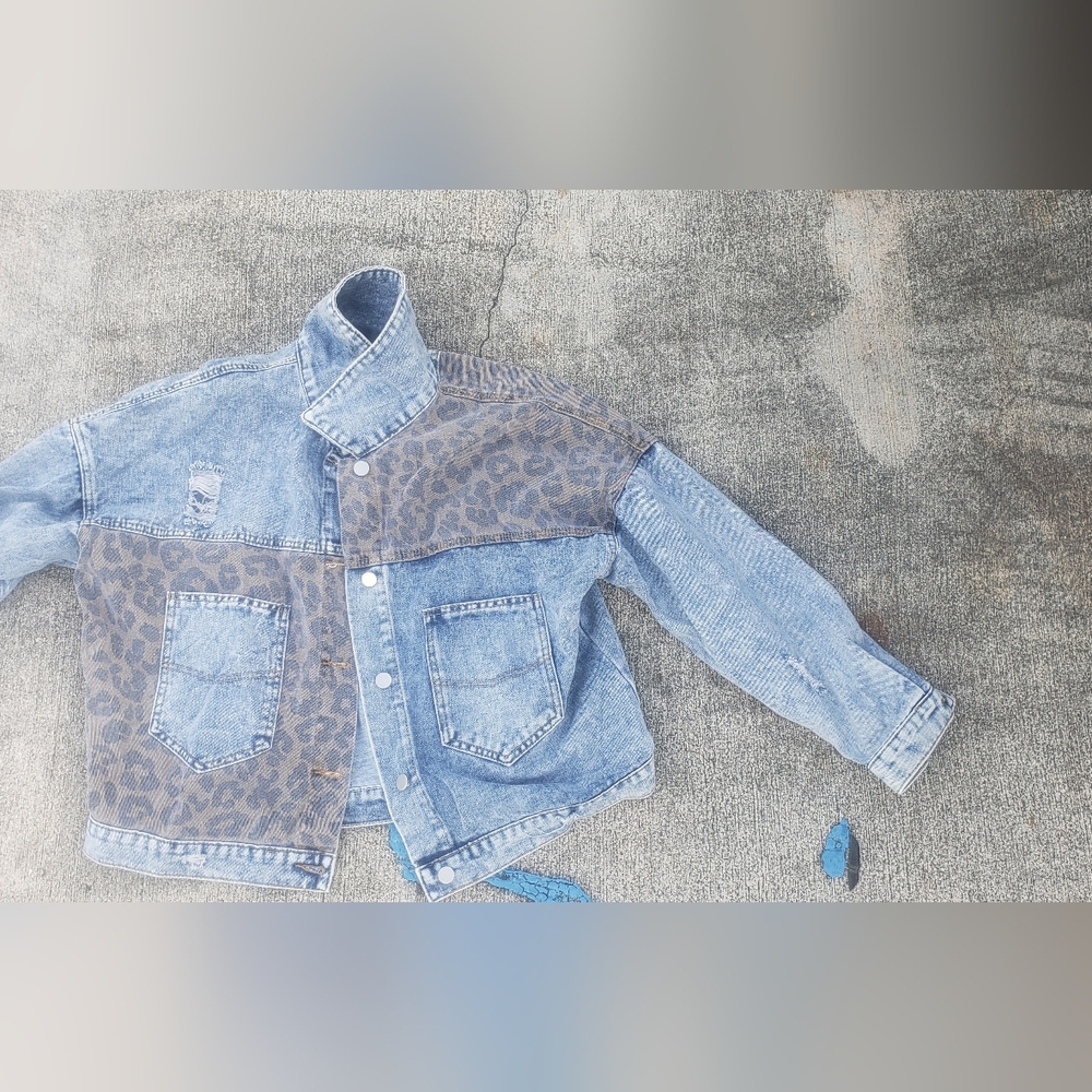 Leopard Print Denim Jacket